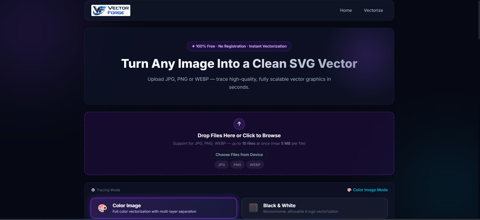 Vector Forge – Turn Any Image Into a Clean SVG Vector