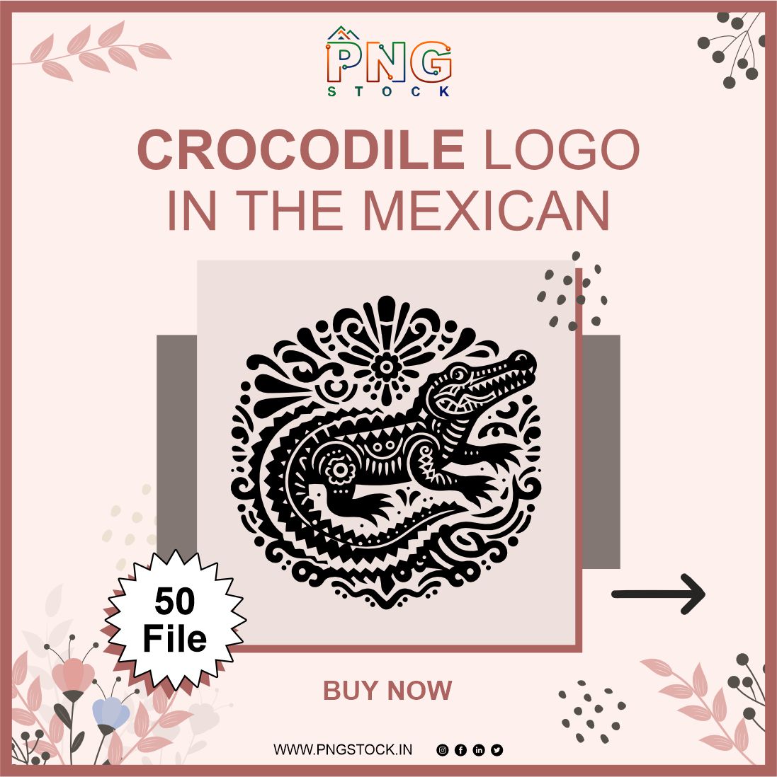 Crocodile Logo in the Mexican Style – SVG & CDR 50 File