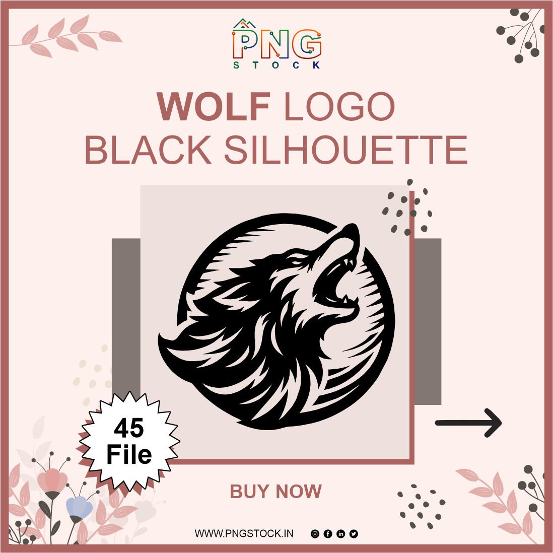 Wolf Logo Black Silhouette – SVG & CDR 45 File